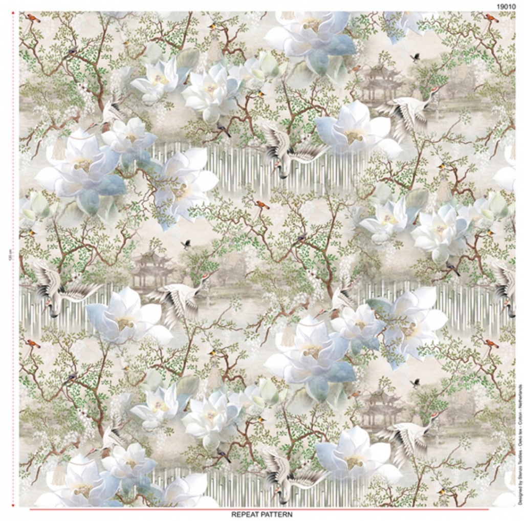 Trikotaaž Kured magnoolia õitel, digital print