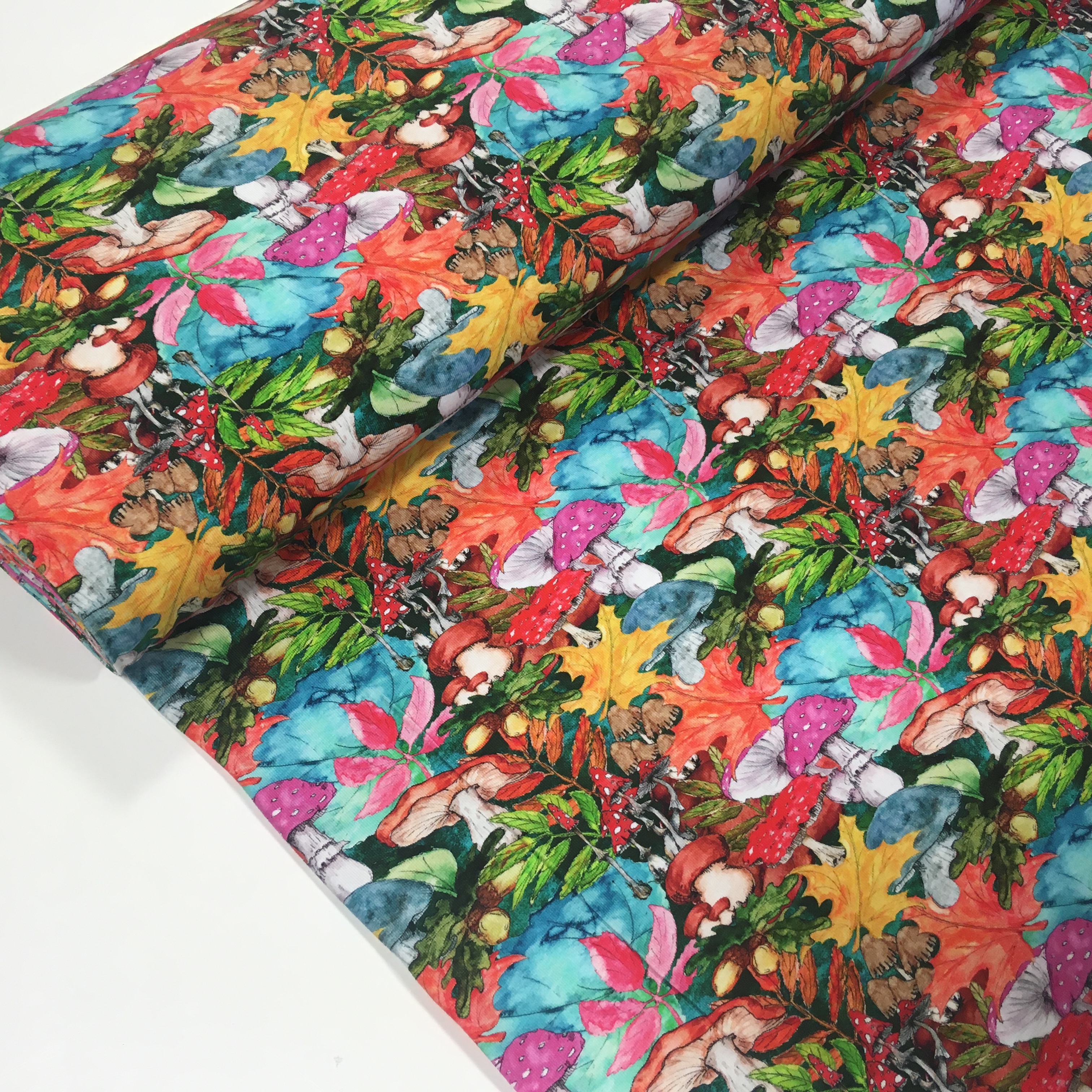 Trikotaaž Värviline sügis, seened, digital print, 89 cm tükk