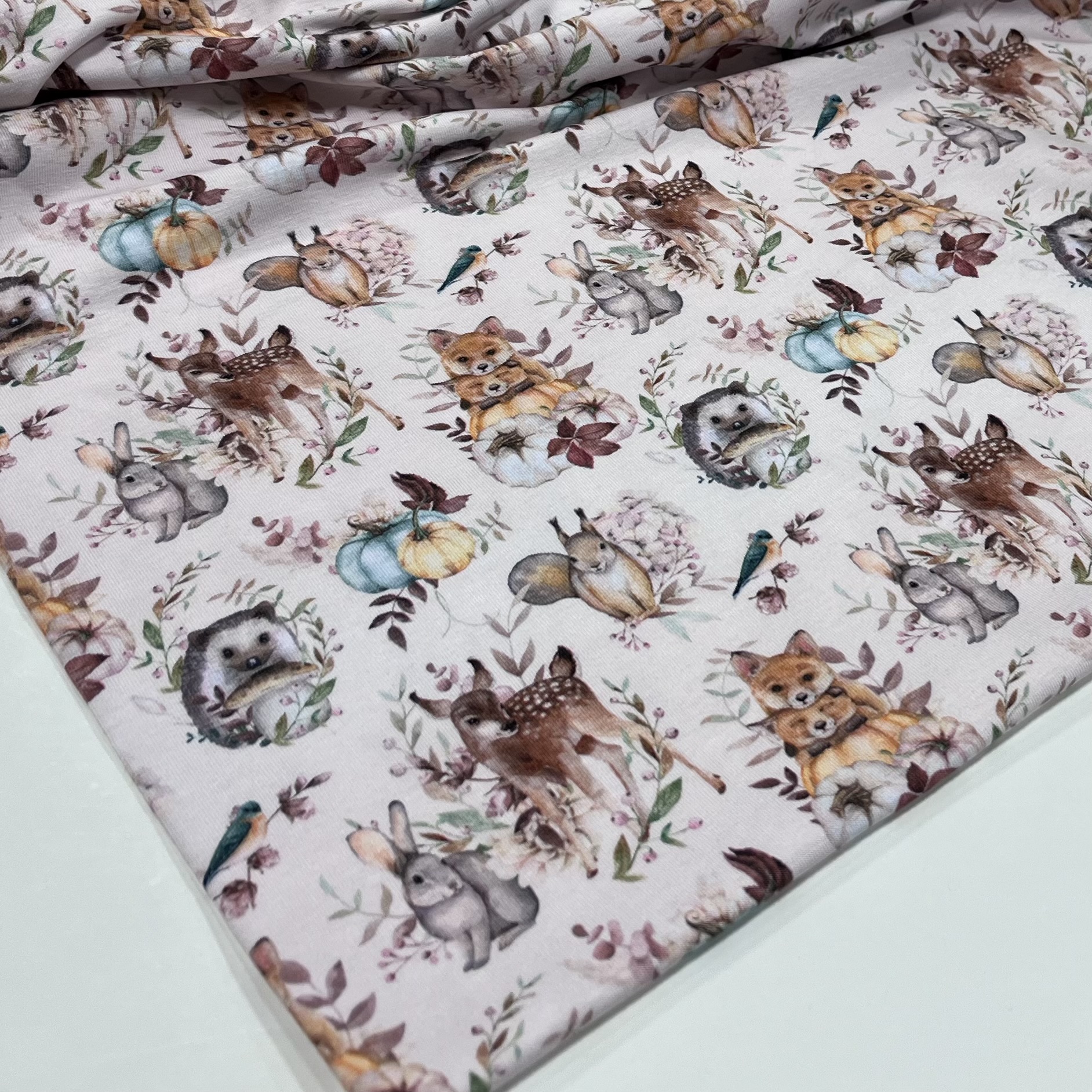 Trikotaaž Metsaloomad heleroosal