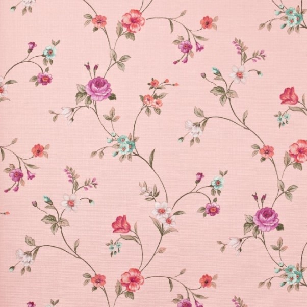 Trikotaažkangas Väiksed lilled roosal, digital print