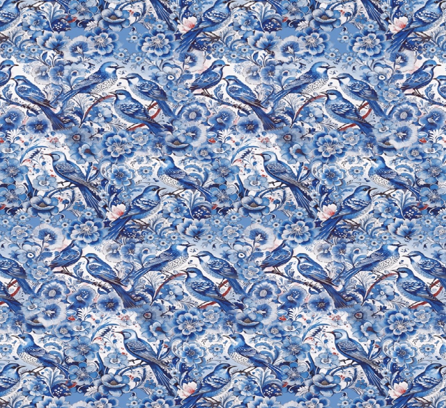 Trikotaaž Nightingale Blue, digital print