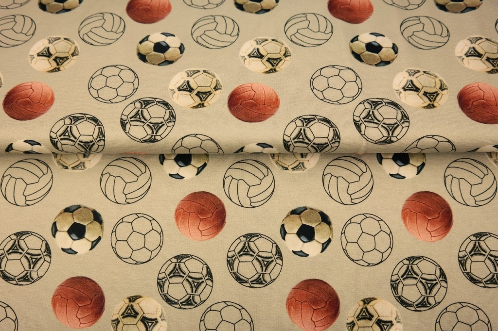 Trikotaaž Ballgame Beige, digital print