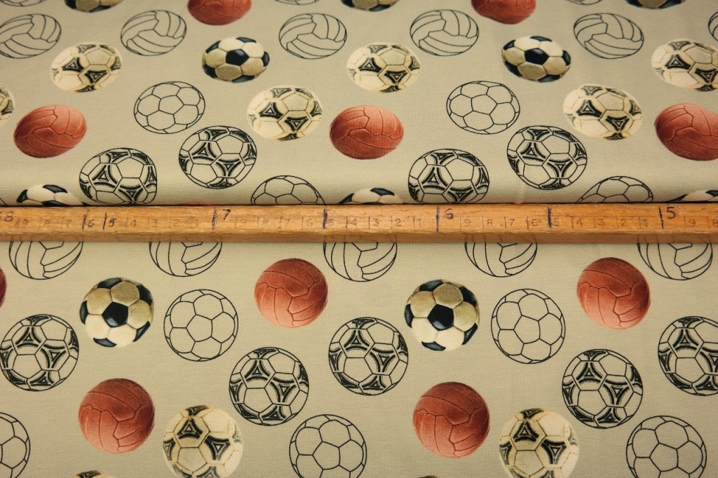 Trikotaaž Ballgame Beige, digital print