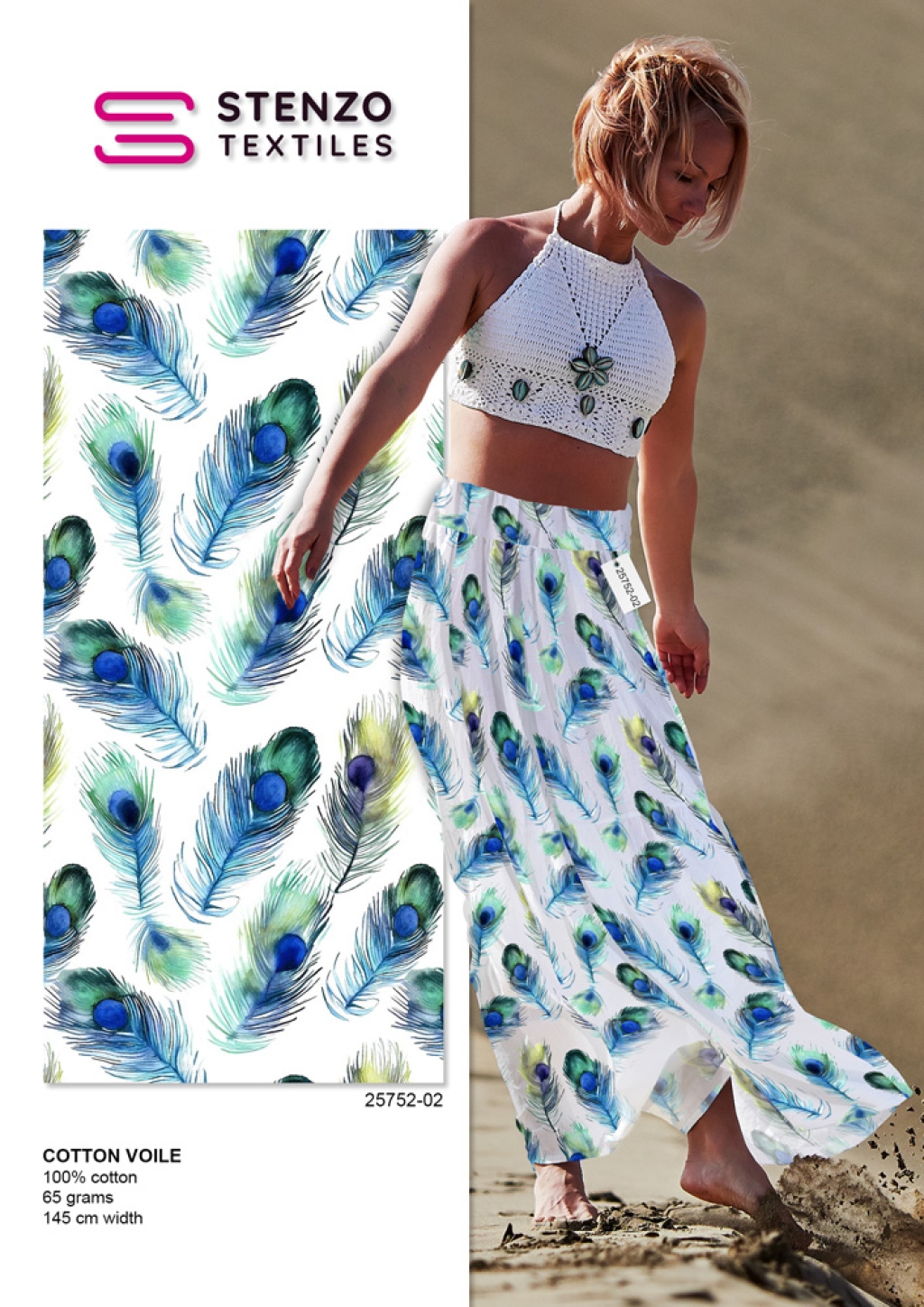 Digitaaltrükiga voile Peacock