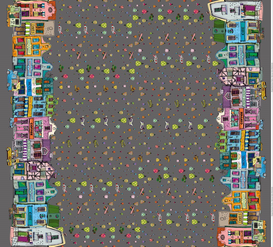 Lõbus linn, taevas õhupallid