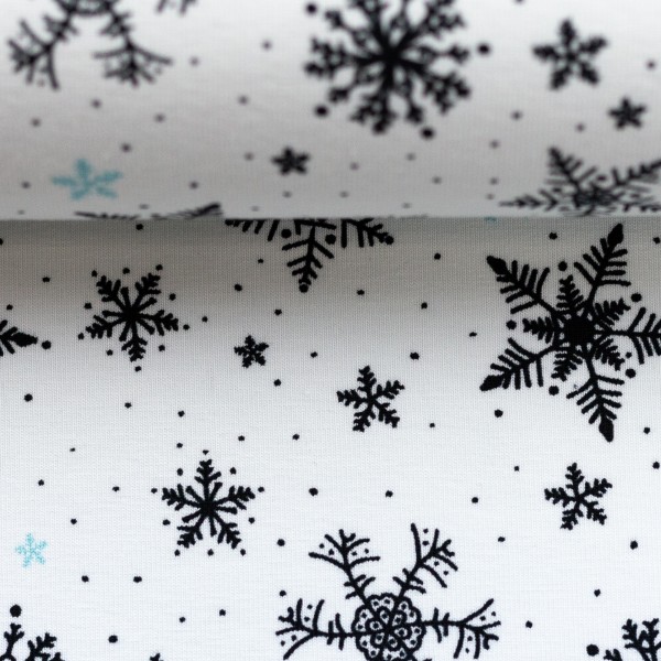 Snowflakes, white/turquoise