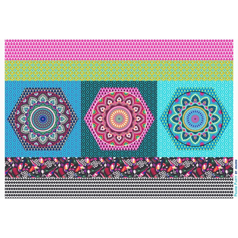 Puuvillane kupong Pillow Party Mandala sinine