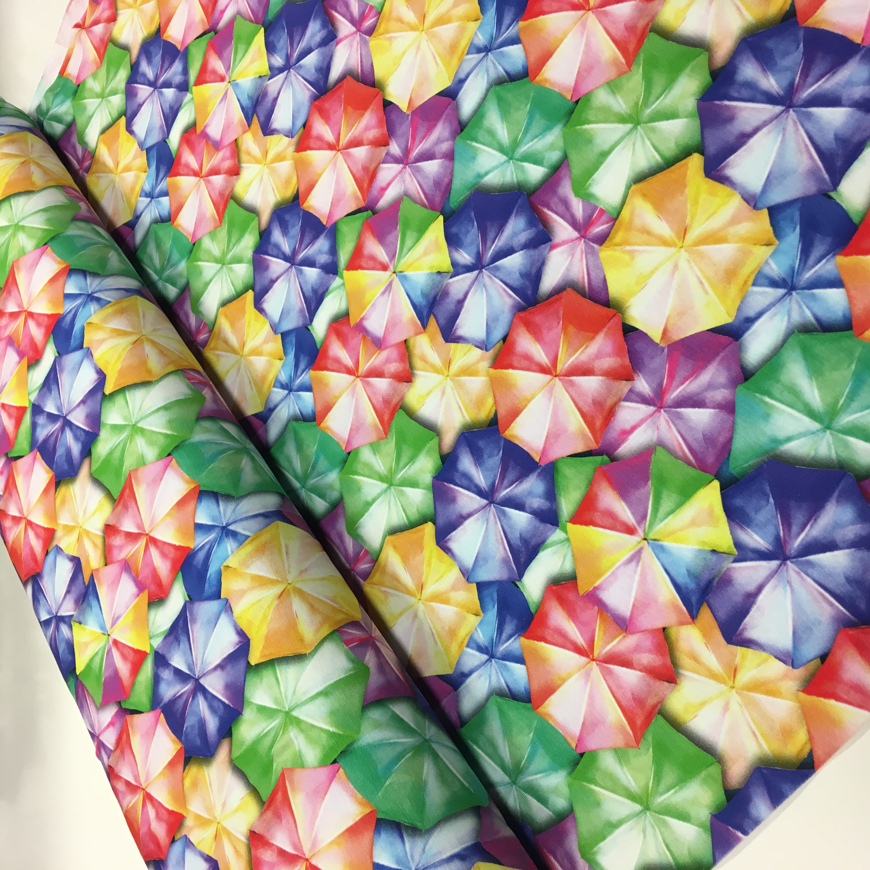 Trikotaaž Värvilised vihmavarjud, digital print
