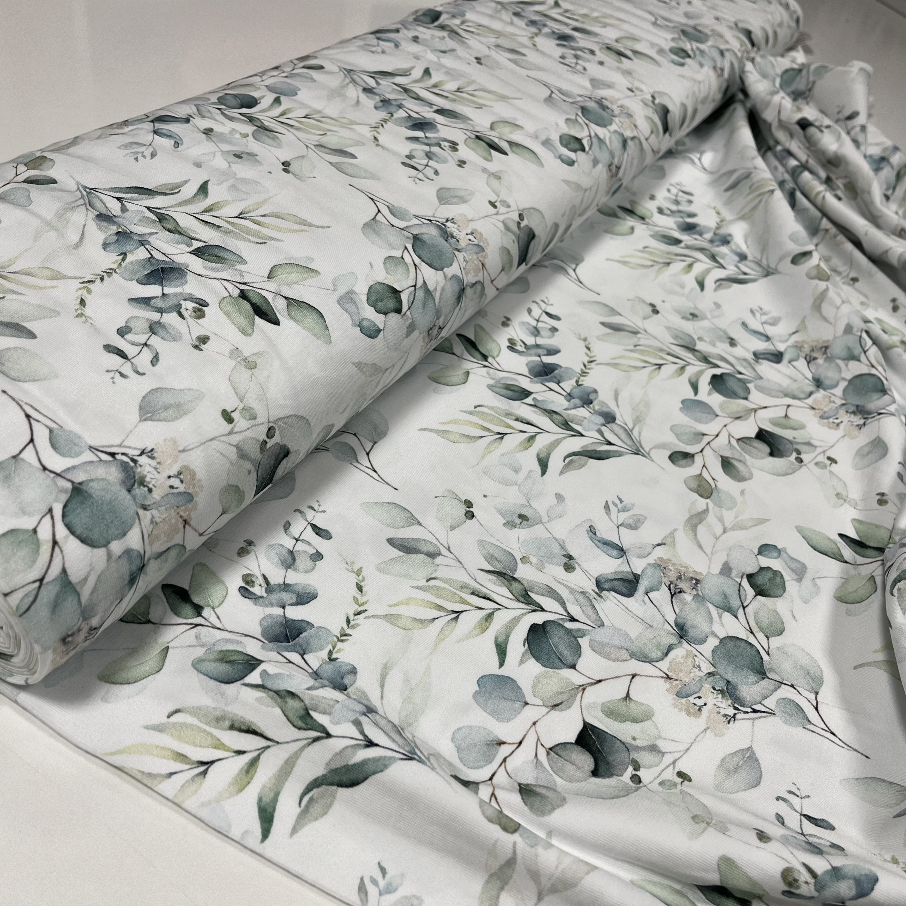 Trikotaaž Eucalyptus leaves, digiprint