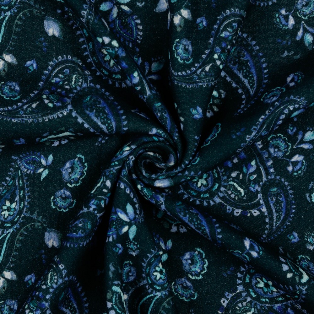 Musliin Paisley navy , digiprint 