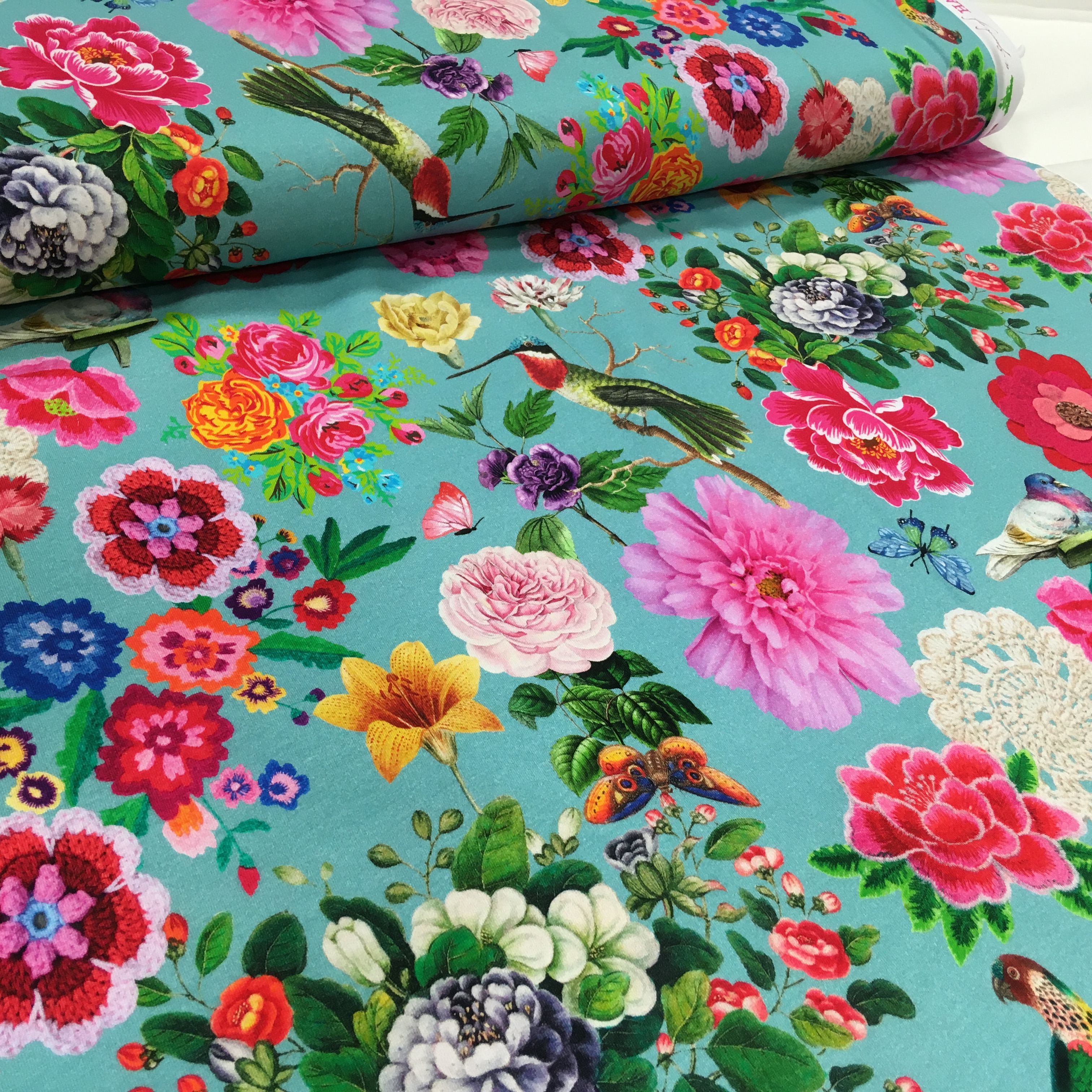 BIO trikotaaž Botanica mint, digital print