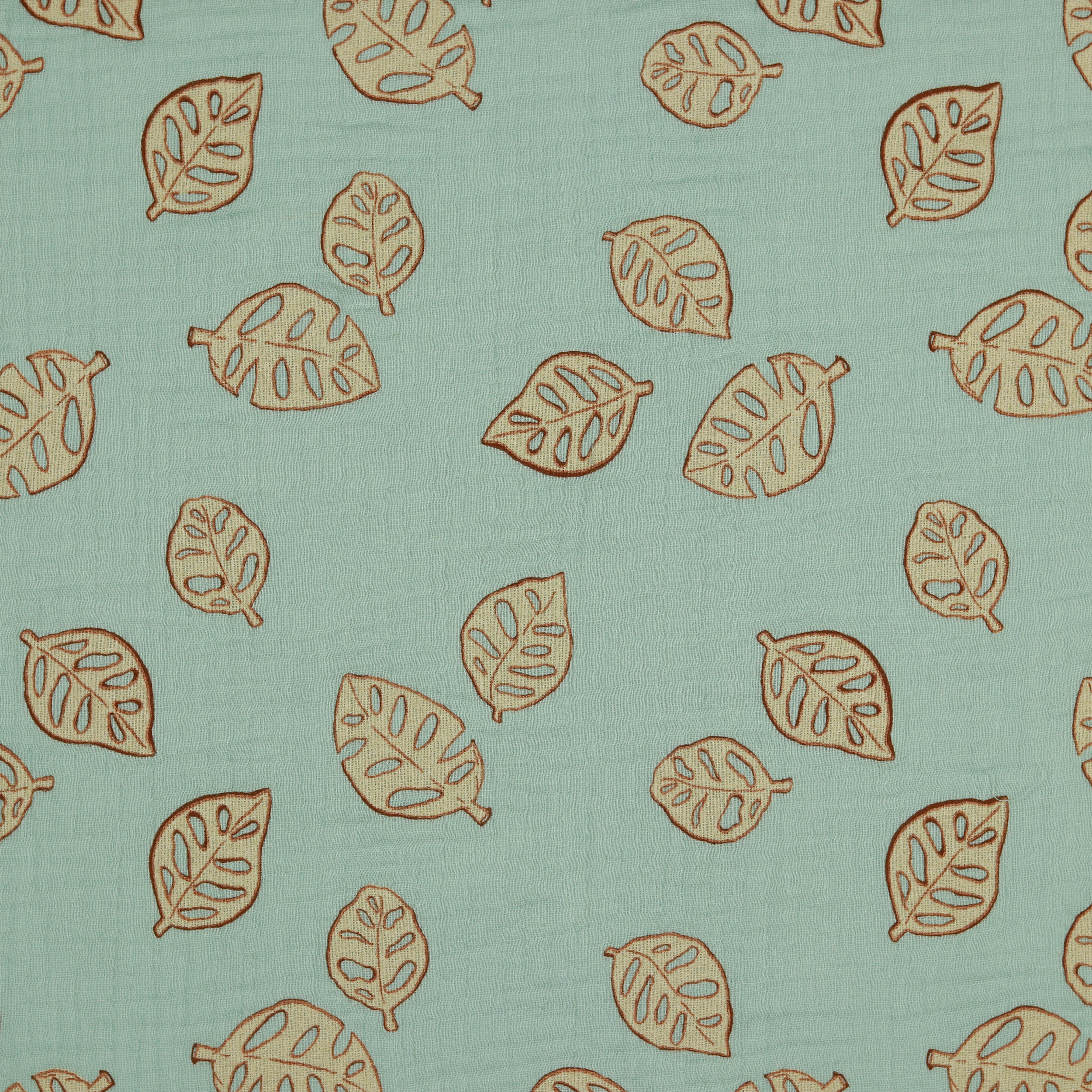 Musliin monstera leaves light mint 86 cm