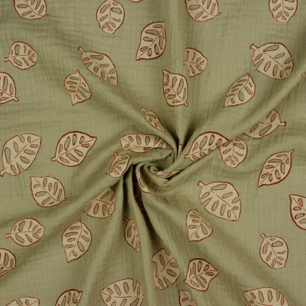 Musliin monstera leaves beež