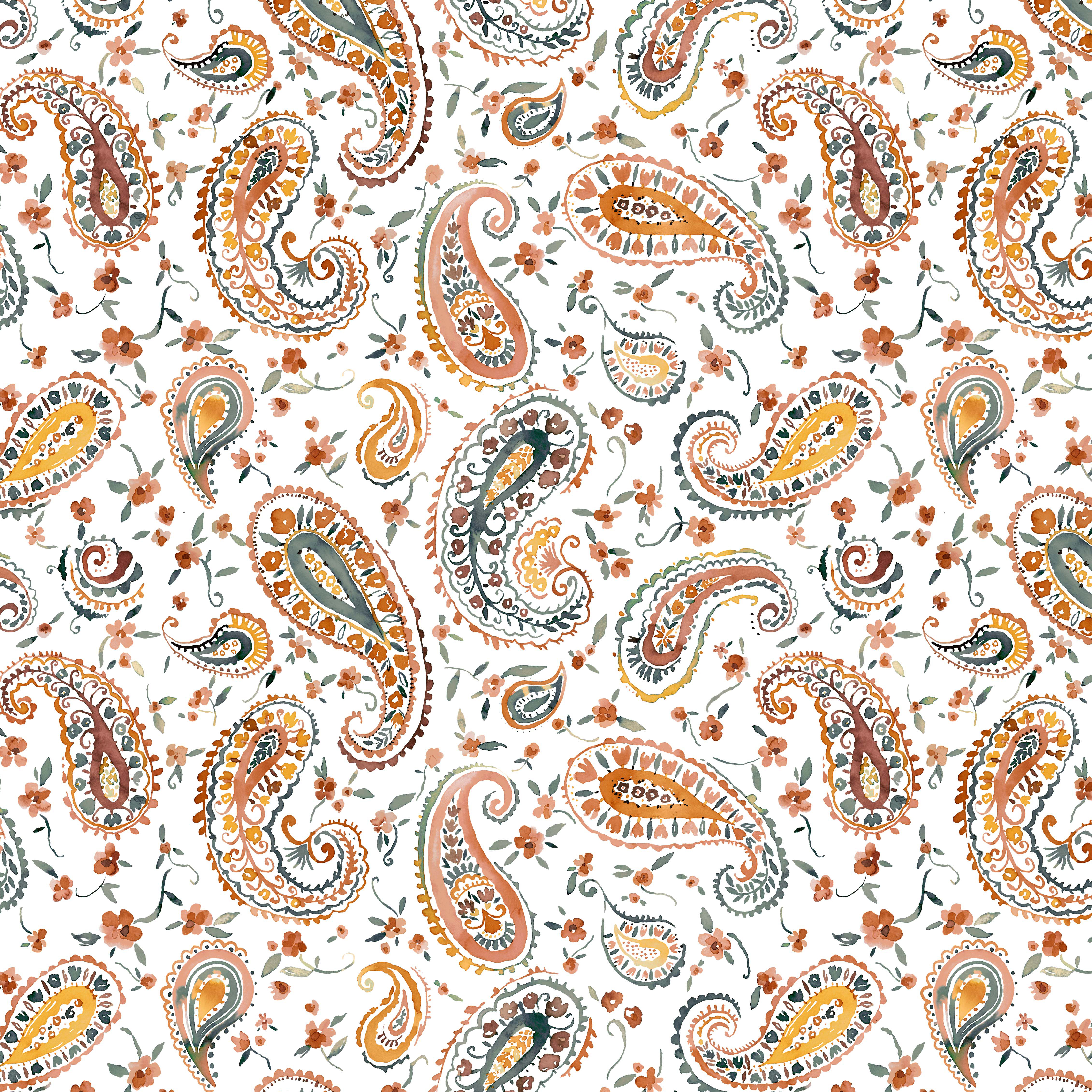 Trikotaaž Digital Paisley white
