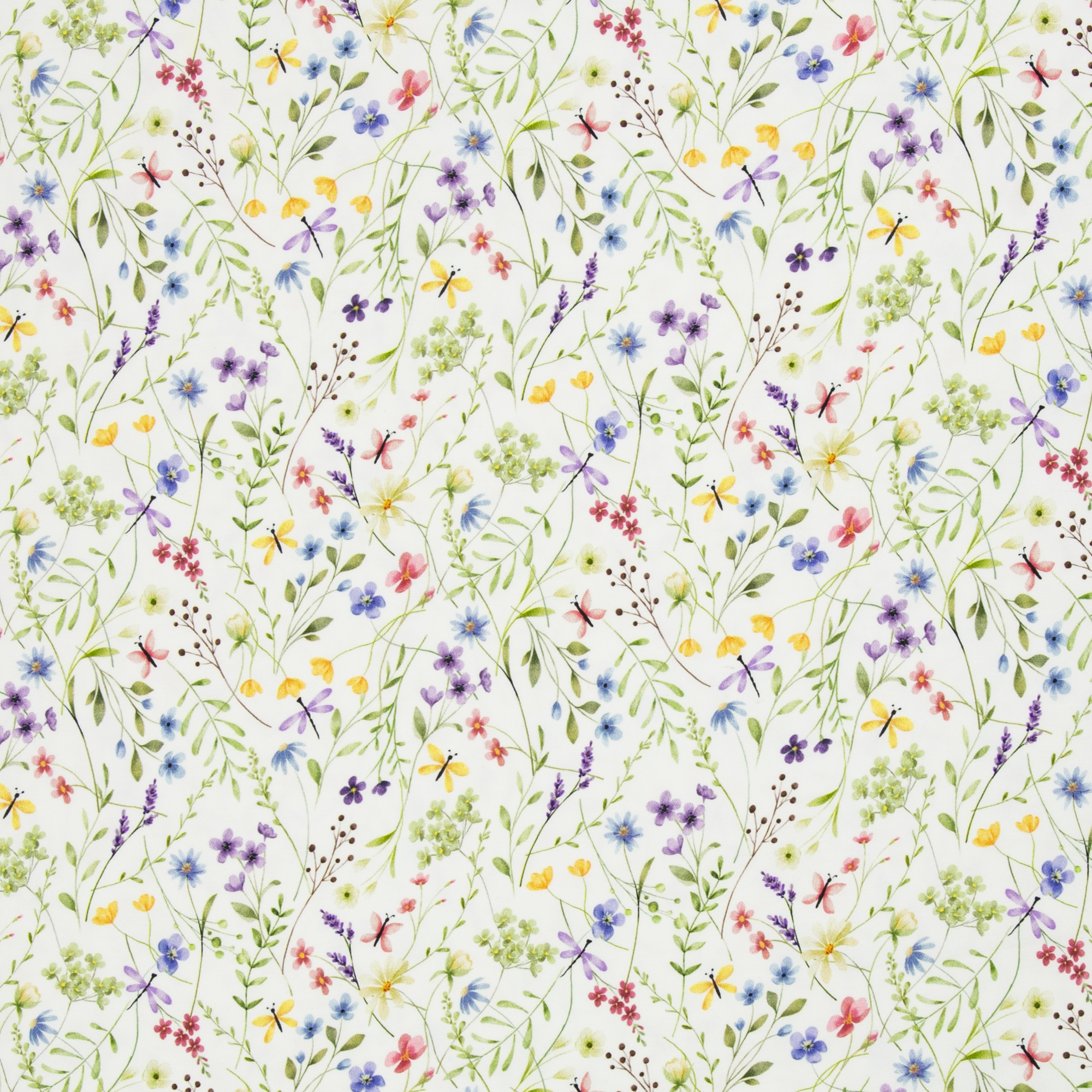 Trikotaažkangas väiksed lilled, liblikad, digital print