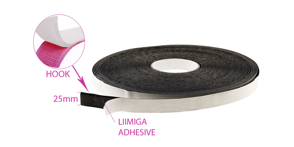 Iseliimuv takjapael, kare pool, 25 mm must, 1 m