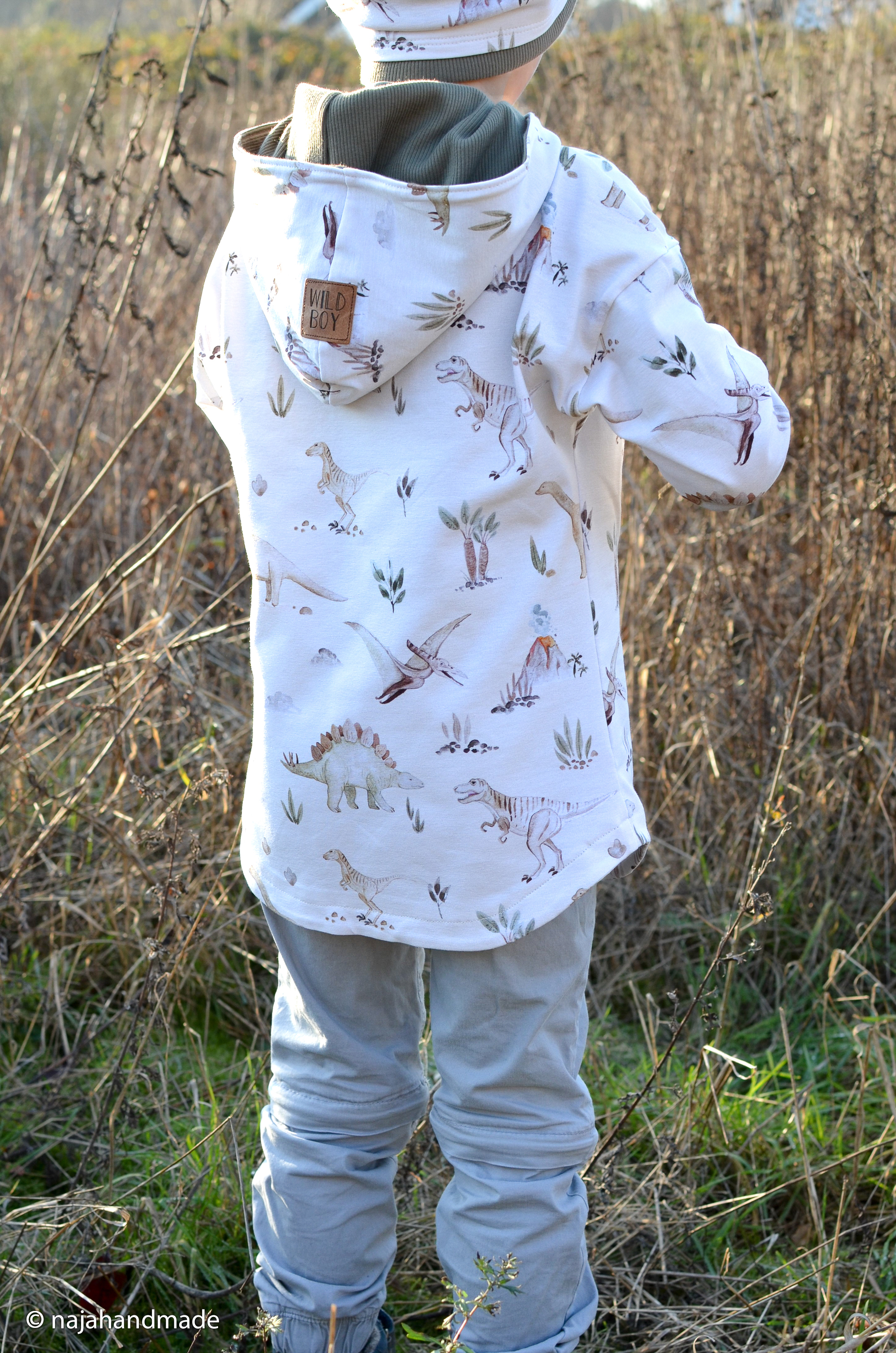 Trikotaažkangas Dino beež, digital print