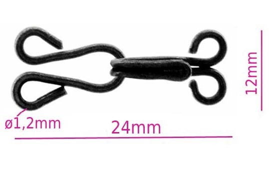 Õmmeldavad haagid, must nikkel 24 mm